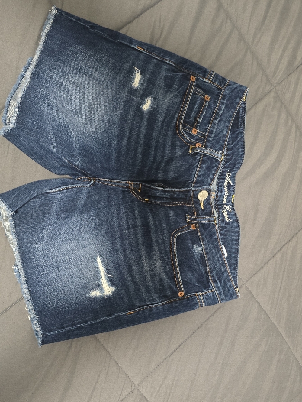 American Eagle Outfitters Dark Blue Distressed Denim Cutoff Shorts